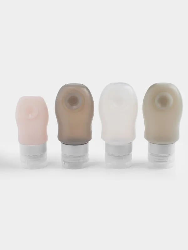 Travel Bottle Set, 4 pcs, suction cup, cosmetic bag, Silicone, Travel color, image-0