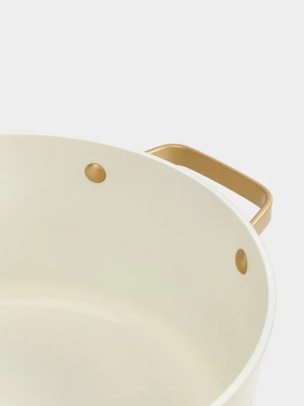 Pot, 24 cm, 5.5 l, with lid, coated, aluminum, milky, Piatto gold, image-3