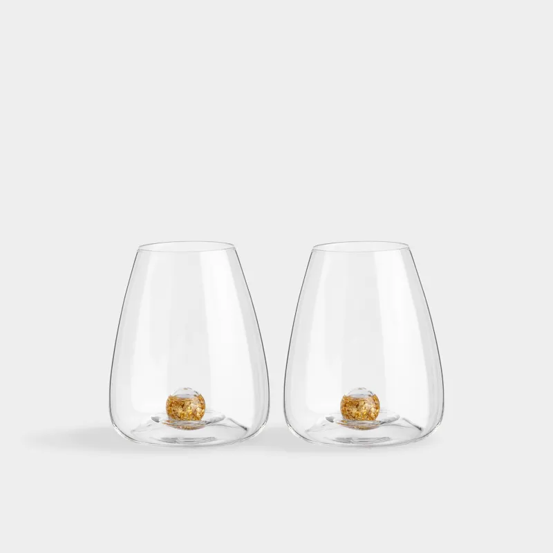 Glass, 11 cm, 460 ml, 2 pcs, crystal glass, Amber ball, Sorento