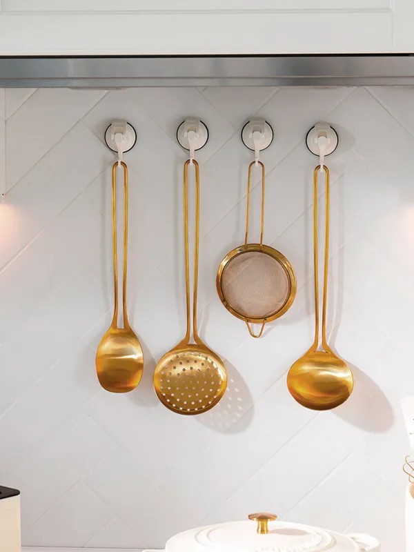 Serving spoon, 37 cm, steel, golden, Device gold, image-5