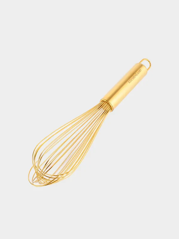Whisk, 30 cm, steel, golden, Device gold, image-1