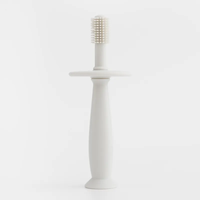 Dental brush with limiter, children's, 12 cm, silicone, beige, Kiddy, image-1