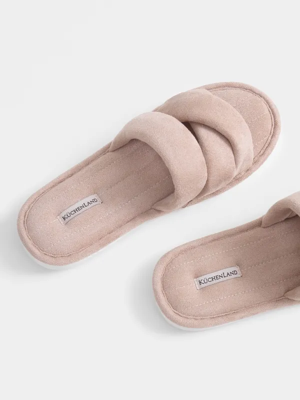 Women's slippers, homewear, size 36-37, velvet, dusty pink, Sunlit, image-3