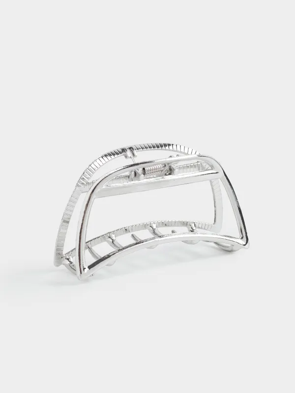 Hair clip, 7 cm, metal, silver, Crab, Fantastic, image-0