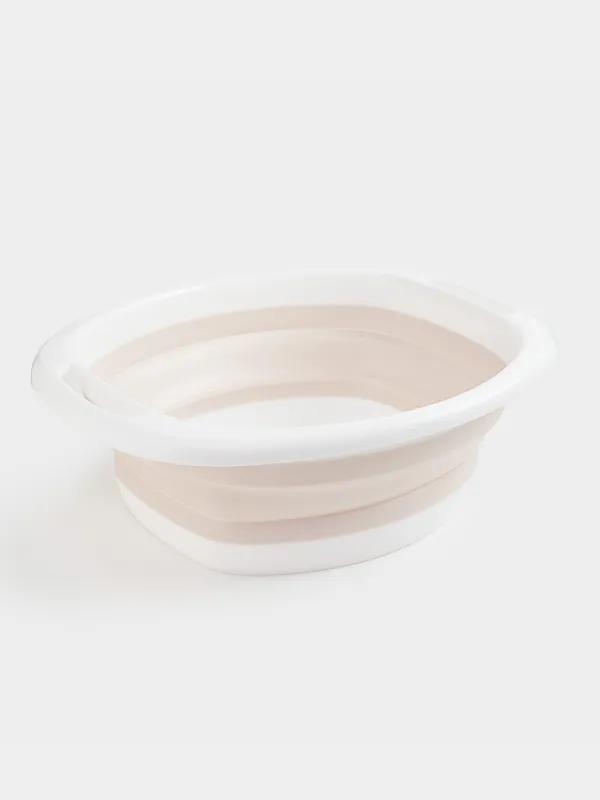 Folding basin, 5 l, ribbed bottom, plastic / rubber, beige-pink, Foldaway, image-1