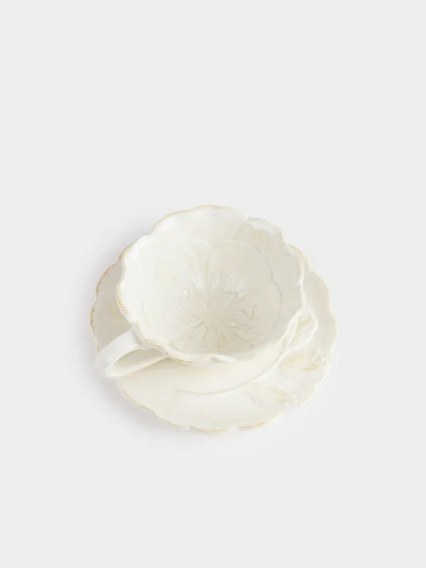 Tea pair, 1 person, 2 items, 350 ml, ceramic, milky beige, Flower, Bloome, image-2