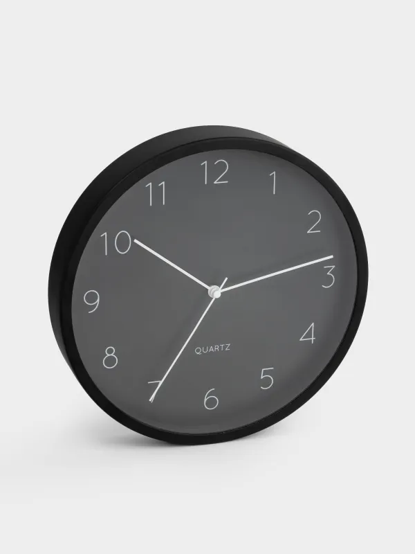 Wall clock, 25 cm, metal/glass, round, black, Dial, image-1