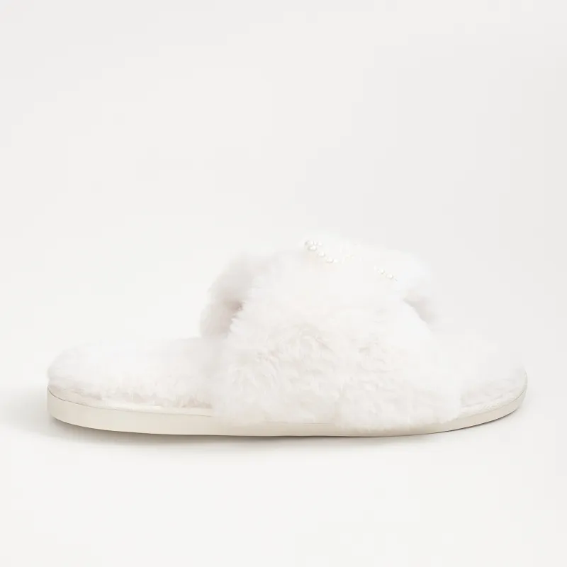 Women's slippers, homewear, size 36-37, artificial fur, white, Bow, Tape