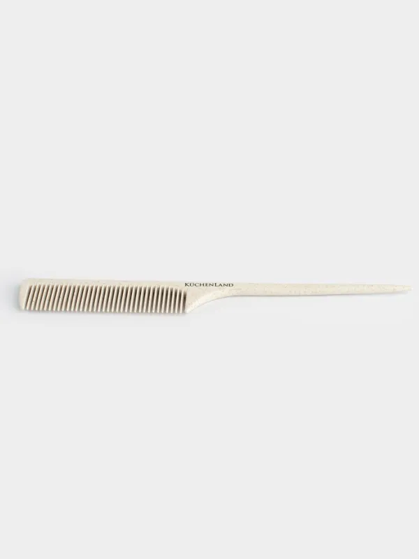 Hair comb, 23 cm, with a ponytail, vegetable fiber / plastic, Beige, Comb, image-2
