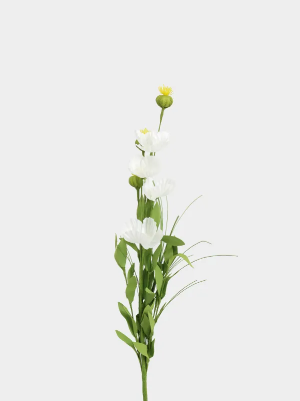 Decorative branch, 75 cm, EVA, White poppy, Poppy garden, image-1
