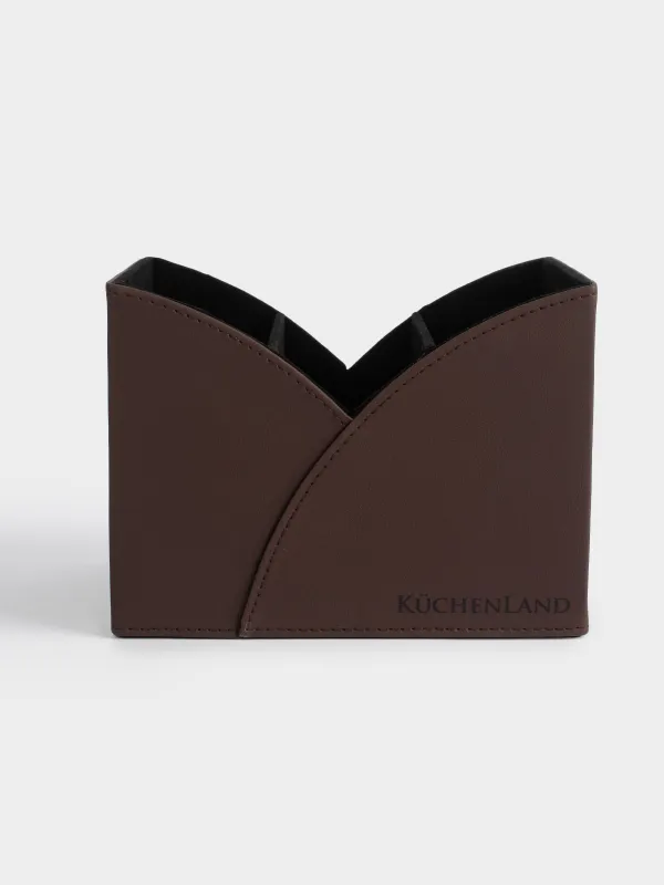 Basket organizer for storage, 18x14 cm, 3 compartments, polyurethane, brown, Premiere, image-0