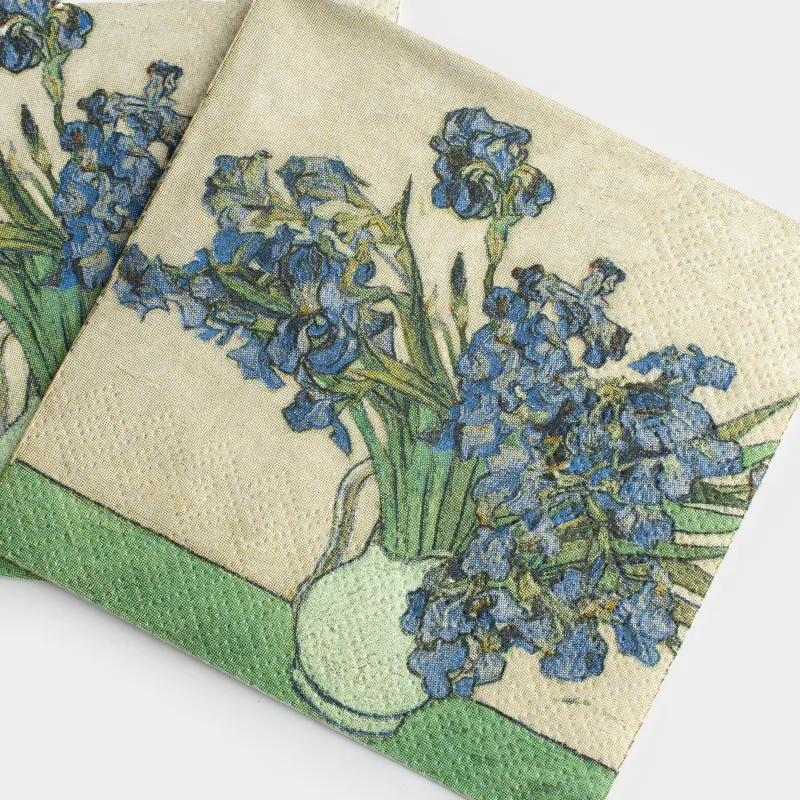 Paper napkins, 21x21 cm, 20 pcs, beige, Irises, Van Gogh, Art, image-4