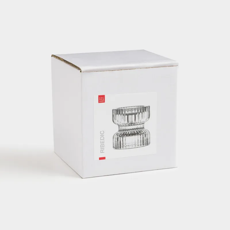 Candlestick, 6 cm, for thin / tea candles, glass, Ribedic, image-3