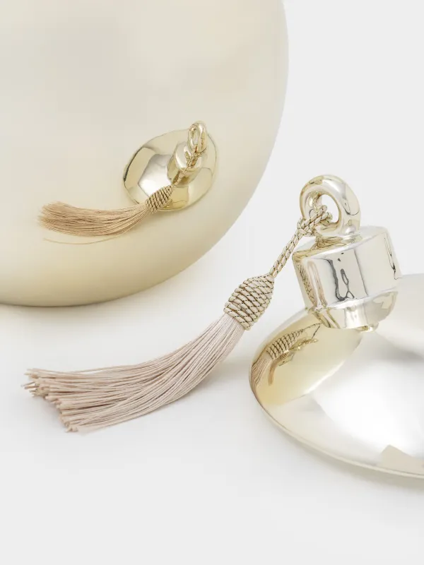 Storage container, 16x18 cm, 1.5 l, with brush, porcelain P, golden, Ball, Golden style, image-2