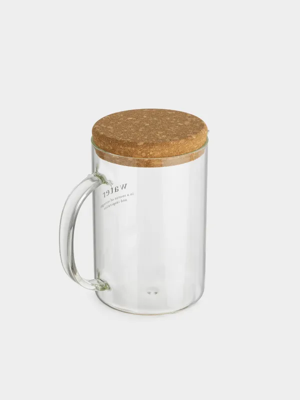 Jug, 1,7 l, with lid, glass B/cork, Clear font, image-1