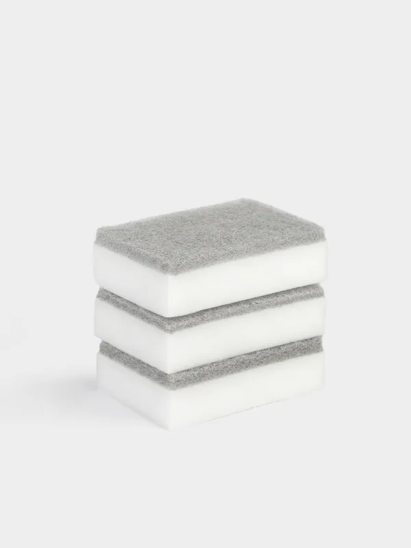 Melamine sponge, 3 pcs, with abrasive insert, beige, Clean, image-4