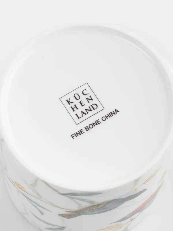 Mug, 330 ml, porcelain F, with golden edging, Warbler and tit, Paradise bird, image-3