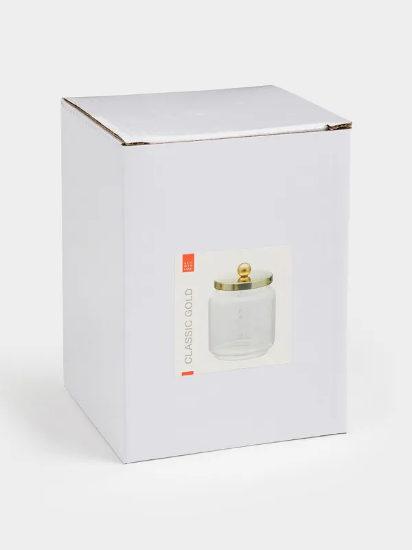 Storage container, 9x12 cm, 450 ml, glass / metal, gold, Classic gold, image-5