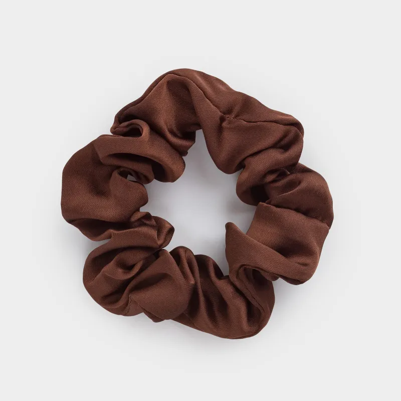 Elastic hair band, 6 cm, satin, brown, Silk