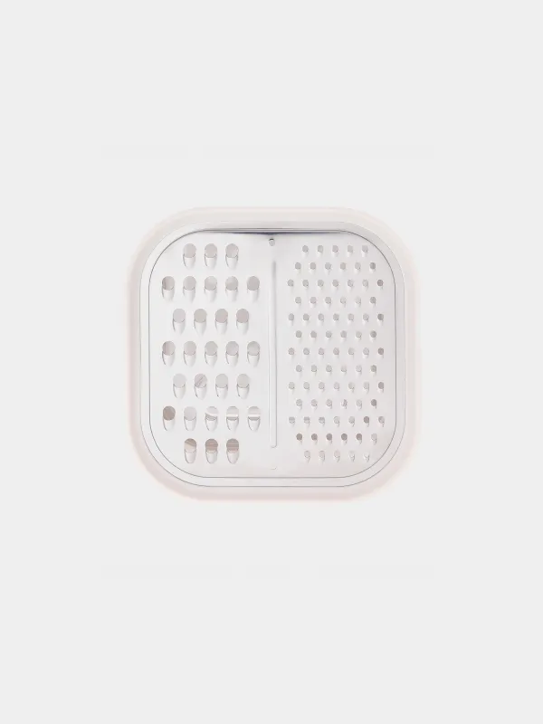 Grater, 14x14 cm, with container, steel/plastic, dairy, Soft kitchen, image-1