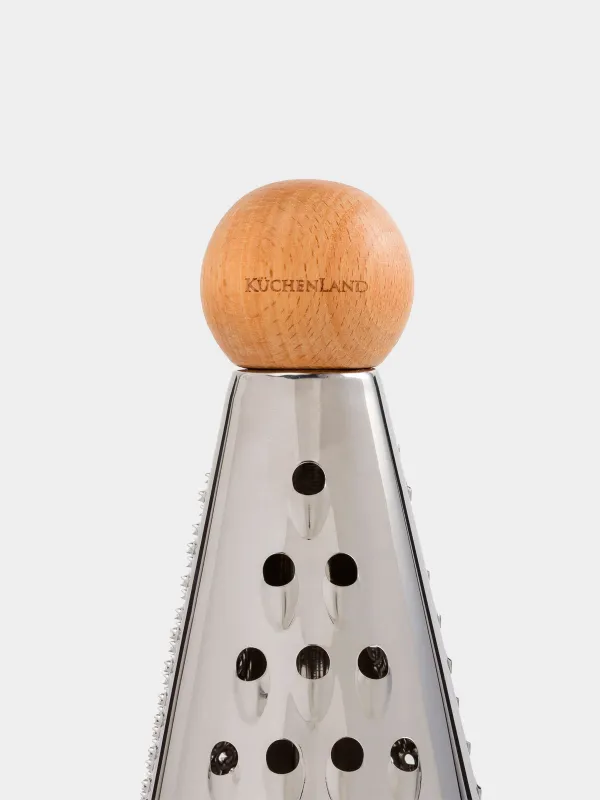 Grater, 20 cm, steel / wood, round, beige, Wood kitchen, image-3