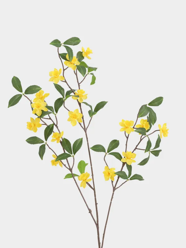 Decorative branch, 1 m, plastic / metal, Yellow flowers, Flower garden, image-1