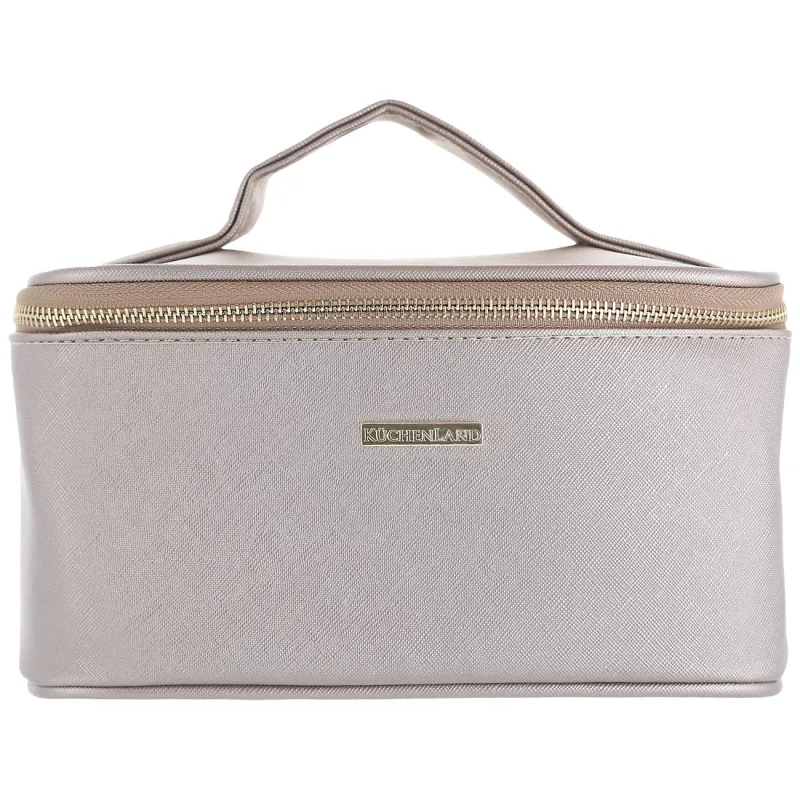 Cosmetic bag, 23x13 cm, with handle, polyurethane, gold, Beauty