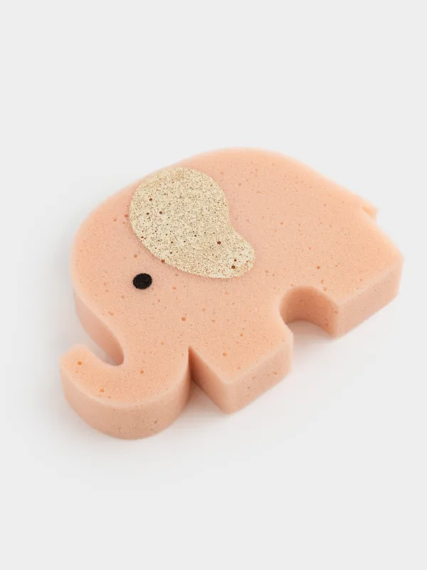 Body sponge, 12 cm, Children's, polyurethane, beige, Elephant, Childhood, image-2