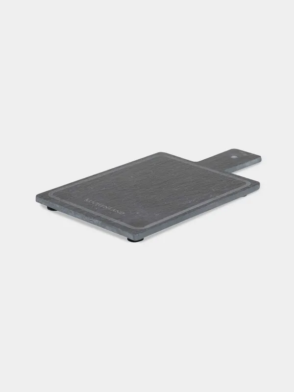 Hot plate, 19x11 cm, with handle, slate, rectangular, BBQ, image-2