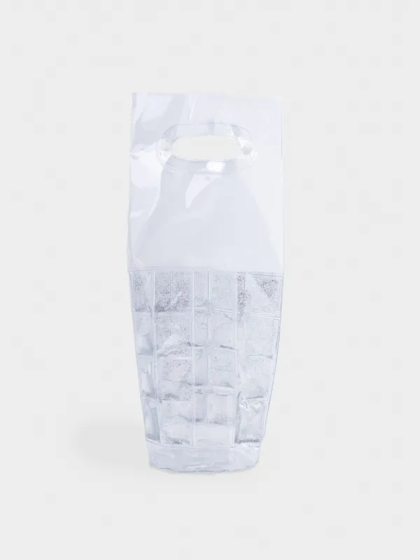 Bottle cooling bag, 30 cm, Plastic, Silver glitter, Sparkle bar, image-1
