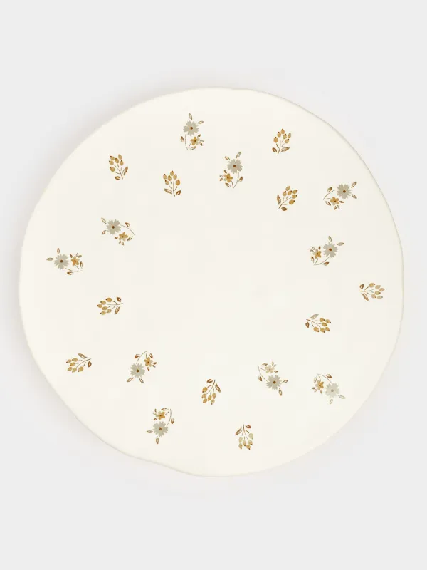 Dish on a leg, 23x7 cm, ceramic, milk, Vintage flowers, La flore, image-2