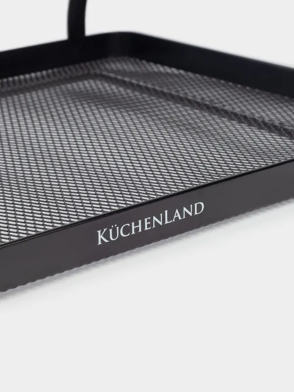 Tray, 33x23 cm, with handles, metal / wood, rectangular, black, Black style, image-5