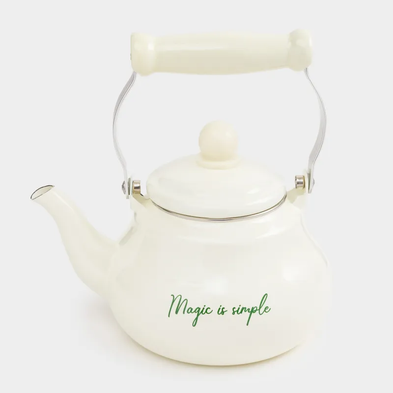 Teapot, 800 ml, enamel steel, milky, Enamel