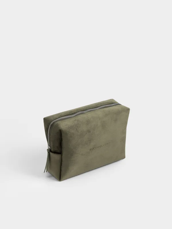 Makeup bag, 25x17 cm, velvet, green, Velvety, image-1