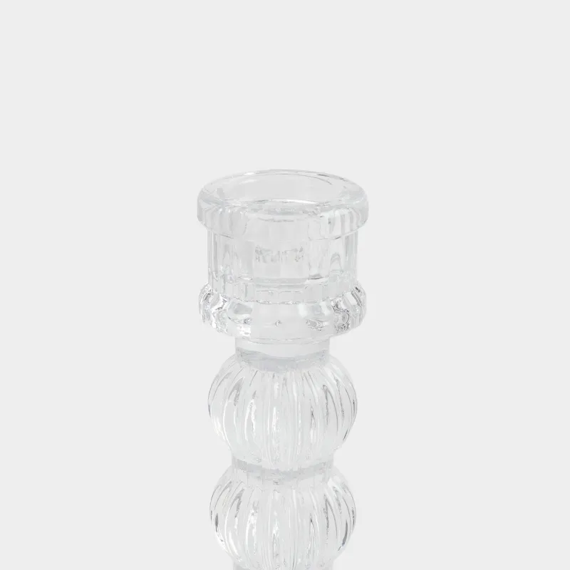 Candle holder, 16 cm, for cylindrical / thin candles, on a leg, collapsible, glass R, Ribby, image-4