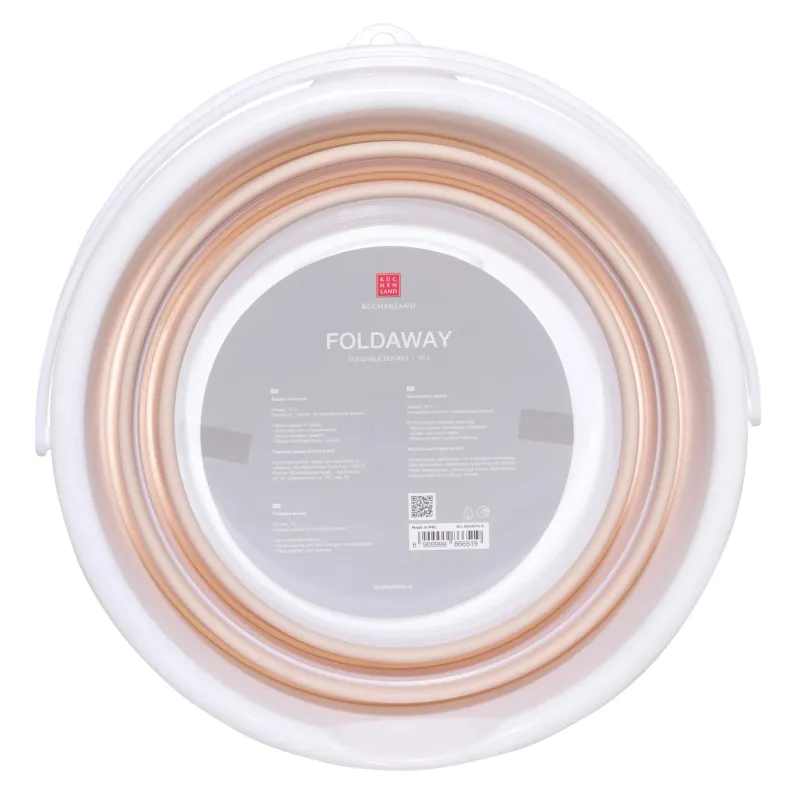 Foldable bucket, 10 l, plastic / rubber, beige-pink, Foldaway, image-3