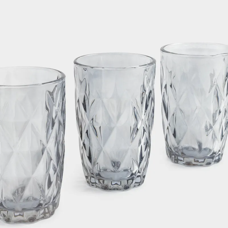 Glass, 12 cm, 340 ml, 6 pcs, glass R, gray, Rhomb color, image-2