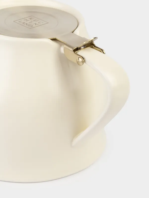 Teapot, 1 l, ceramic / steel, milky-golden, Kettle ceramo, image-4