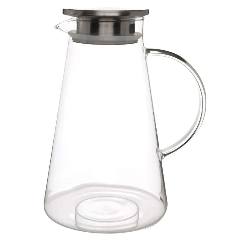 Jug, 1,7 l, with filter cover, glass B / steel, Clear