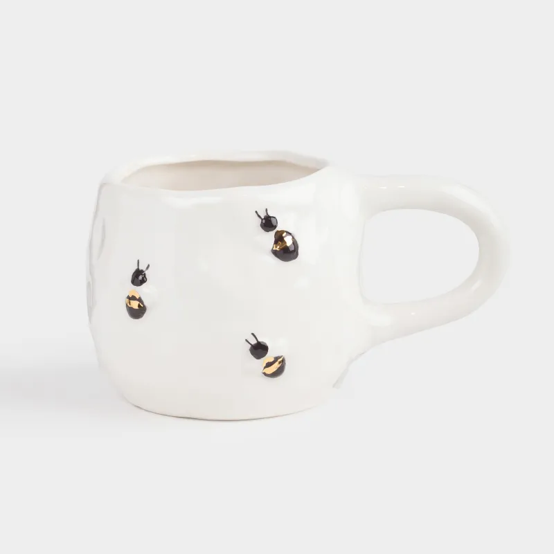 Mug, 400 ml, ceramic, milky, Bees, Honey, image-0