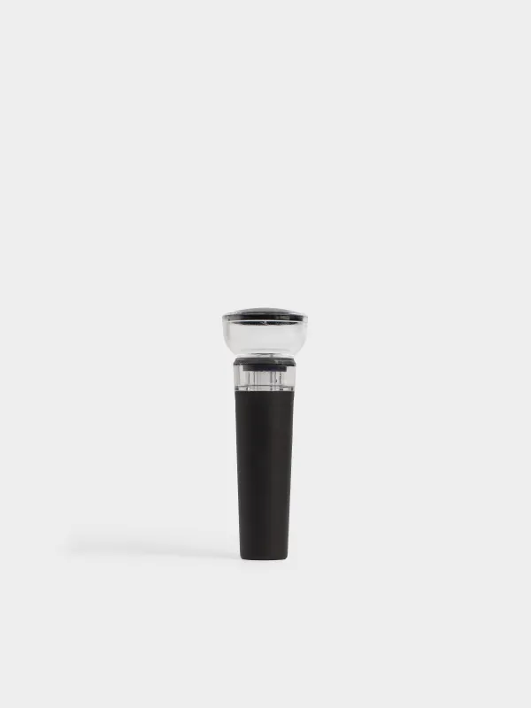 Drink set, 5 items, with vacuum stopper, on a stand, plastic / steel, black, Flux, image-6
