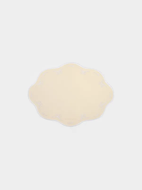 Placemat, 30x40 cm, PVC / polyester, shaped, light yellow, Bows, Rock embroidery, image-0