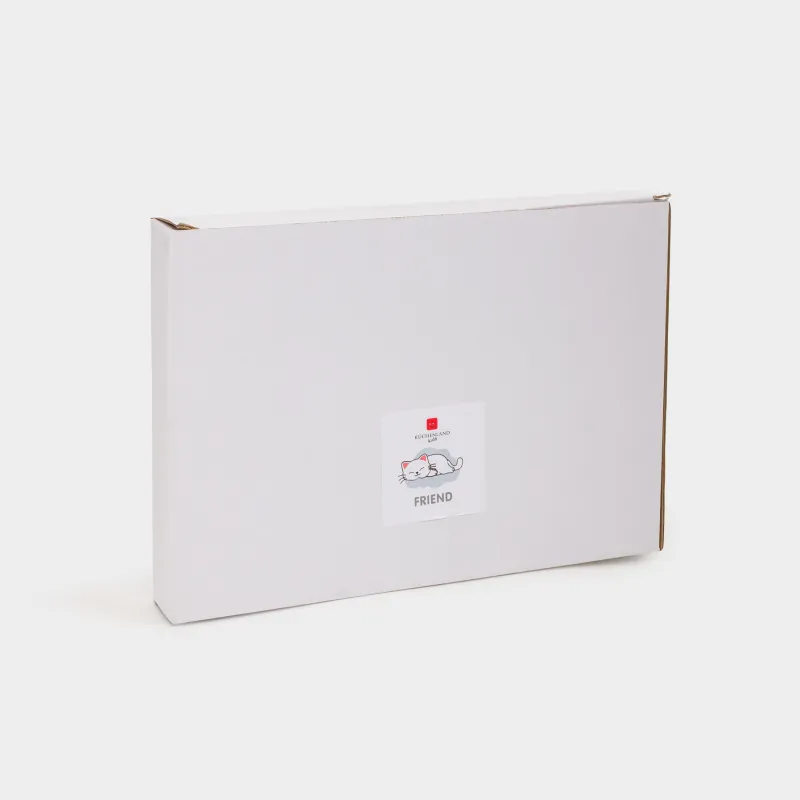 Children's snack plate, 23x16 cm, porcelain P, gray, curly, kitten, friend, image-4