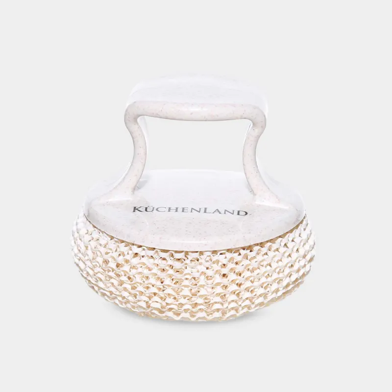 Cleaning sponge, 8 cm, with short holder, vegetable fiber / plastic, beige, Clean
