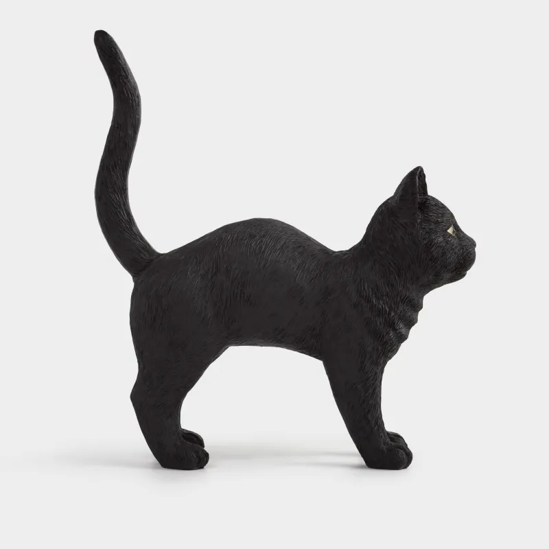 Statuette, 24x23 cm, polyresin, black, Cat, Cat night, image-4