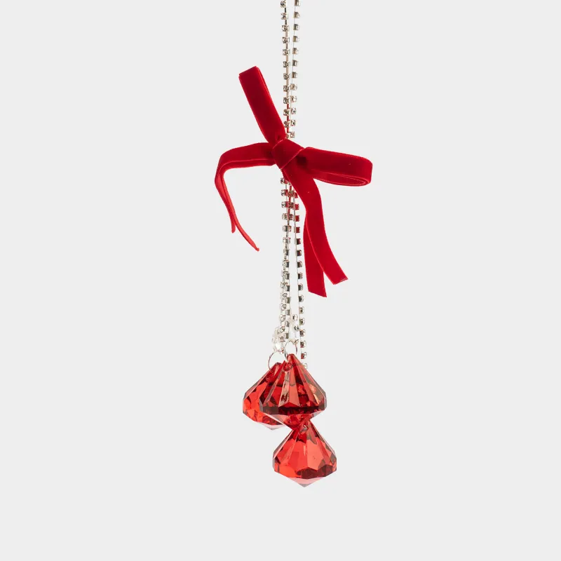 Christmas tree toy, 3 cm, acrylic, red, Crystals, Ice crystal