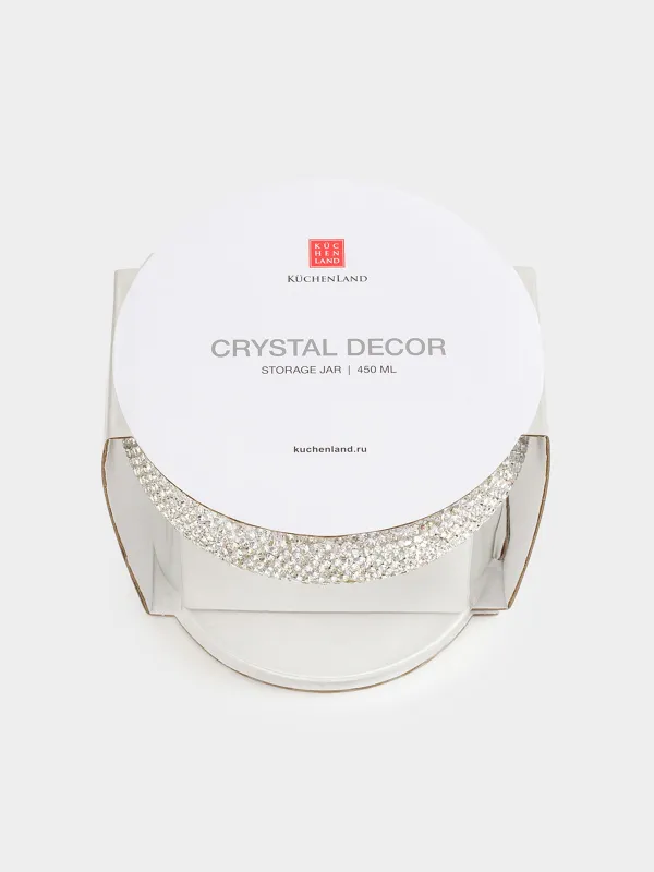 Storage container, 10x9 cm, 450 ml, B glass / rhinestones, Crystal decor, image-4