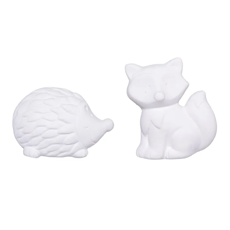 Creative kit, 2 pcs, painting, ceramics, Fox Cub and Hedgehog, Forest animals, image-1