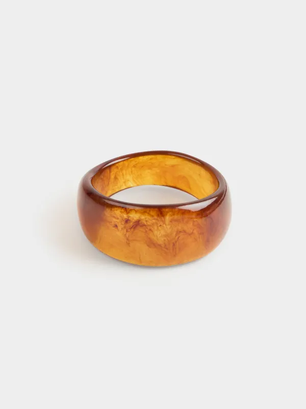 Bracelet set, 9 cm, 2 pcs, Resin / acrylic, brown / Milk, Mineral, image-3