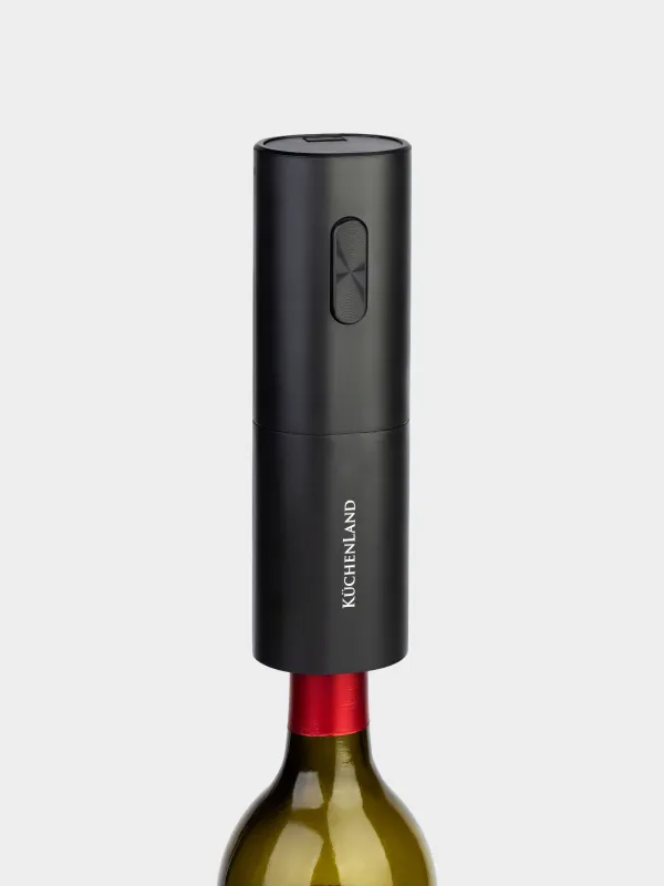 Electric corkscrew, 19 cm, plastic/steel, Black, Bar, image-5